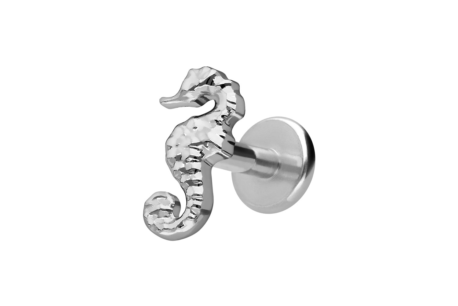 Titan Labret Piercing mit Innengewinde SEEPFERDCHEN